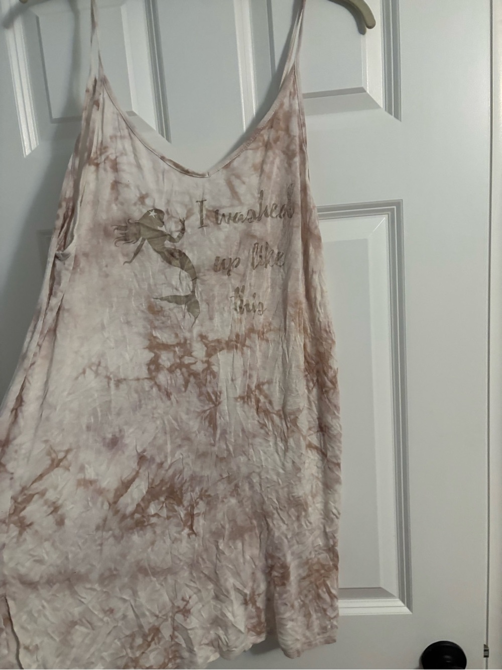 Francesca's Collections Cream and Brown Tie-Dye Spaghetti Strap Camisole